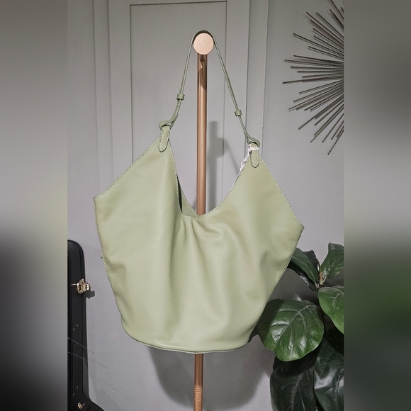 VIOLA CASTELLANI Made ln Italy Leather Hobo With Oval Bottom.Sage. NWT - Picture 6 of 16